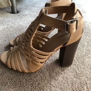 Nude Weave Heeled Sandals
